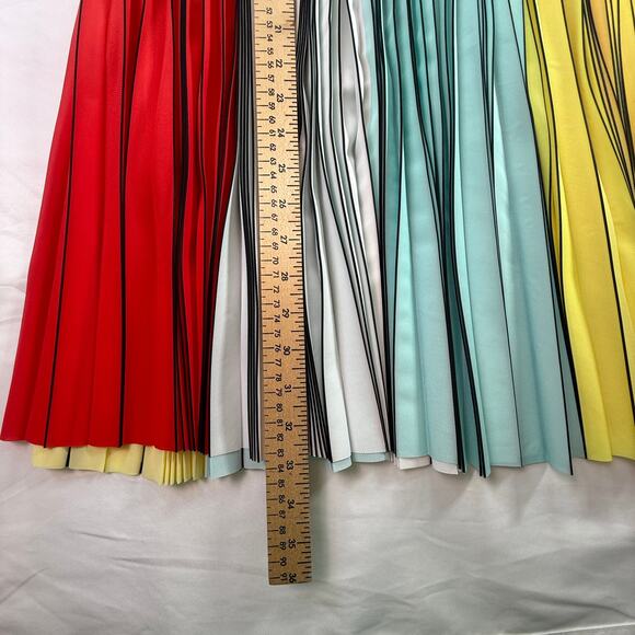 Alice + Olivia Arden Pleated Midi Skirt Multicolor Colorblock Size 4 - Picture 11 of 13